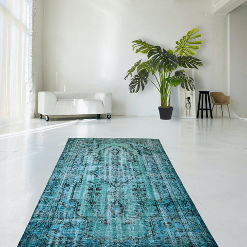 Turquoise vintage vloerkleed - 267x172 cm - HANDGEMAAKT