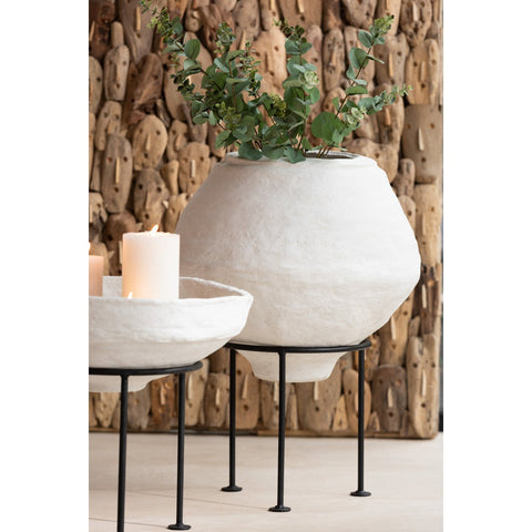 J-Line Schaal Op Voet Chad Papier Mache Wit