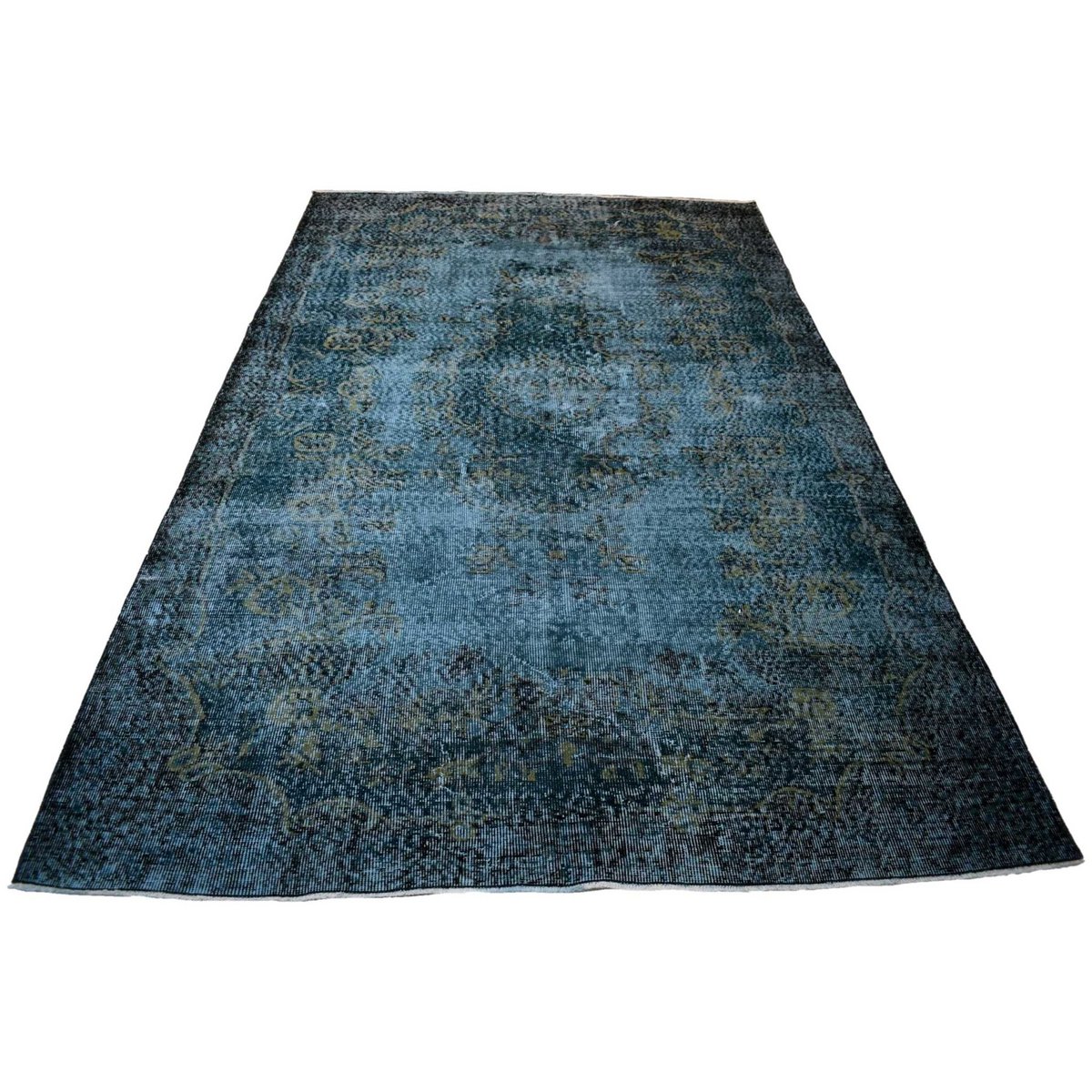 Blauw vintage vloerkleed - 302x185 cm - HANDGEMAAKT