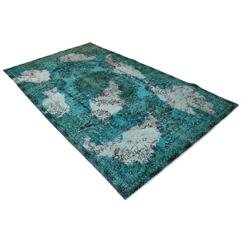 Turkoois vintage vloerkleed - 284x168 cm - HANDGEMAAKT