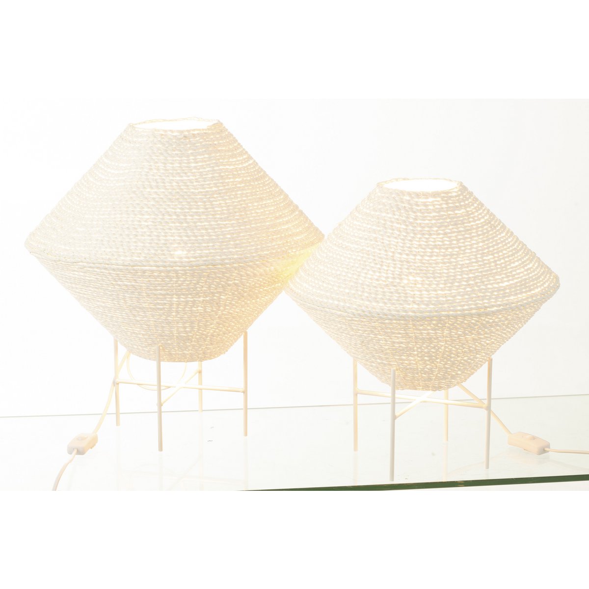 J-Line hanglamp Ufo Raffia - wit - groot