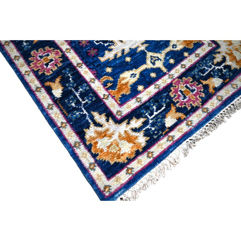 Blauwe Azeri loper - 303x80 cm - HANDGEMAAKT