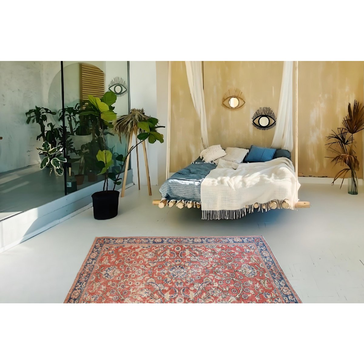 Vintage vloerkleed - 203x125 cm - HANDGEMAAKT