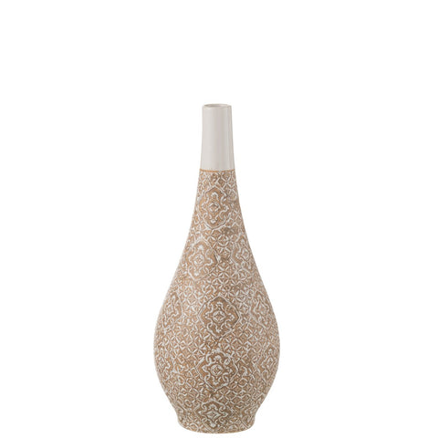 J-Line Vaas Wabi Peer Porselein Beige/Wit