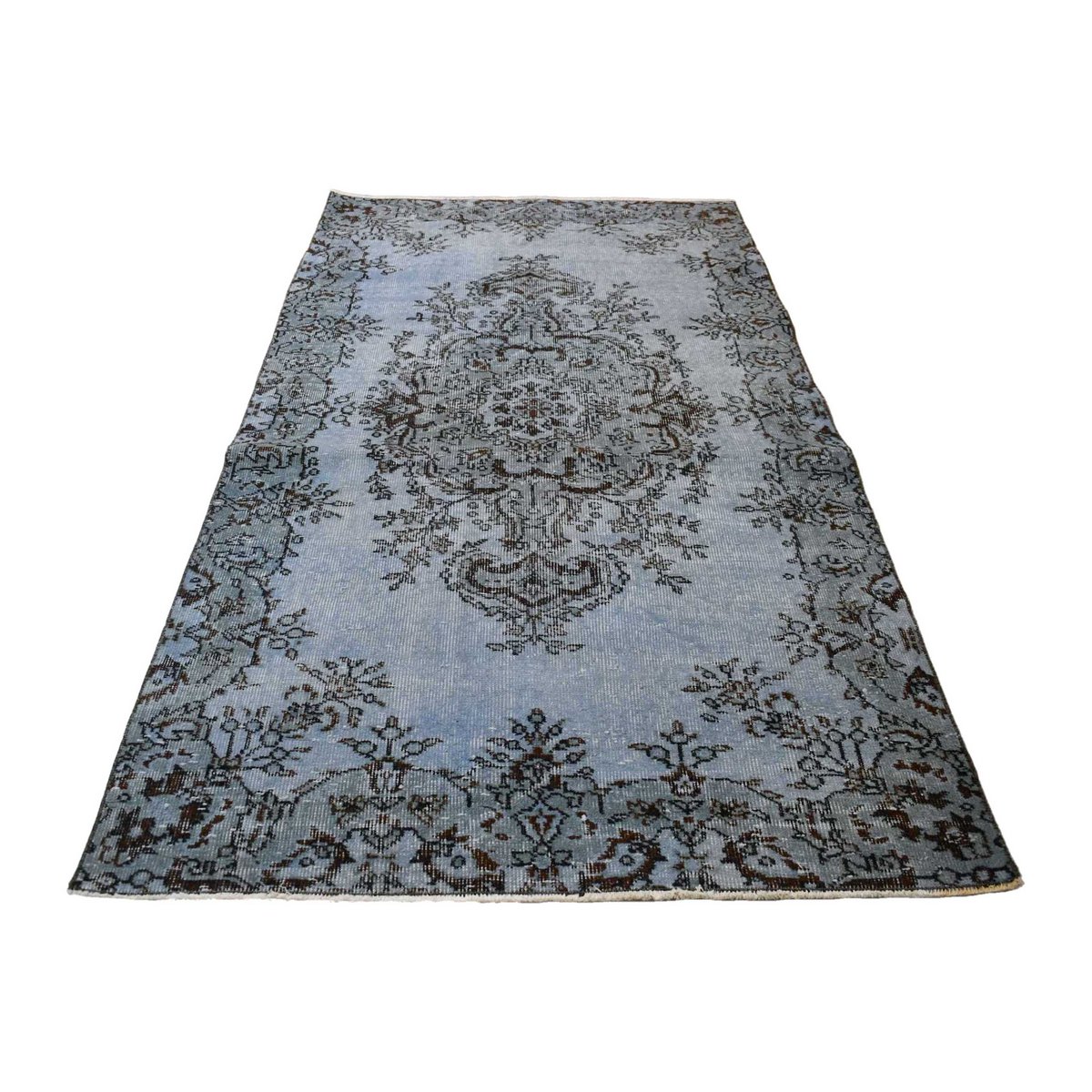 Blauw vintage vloerkleed - 205x111 cm - HANDMADE
