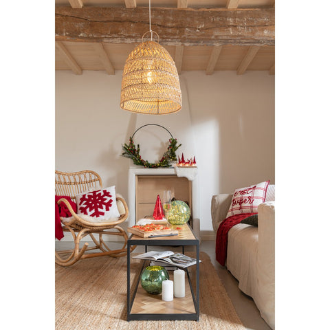 J-Line Gouden lamp - rotan - naturel