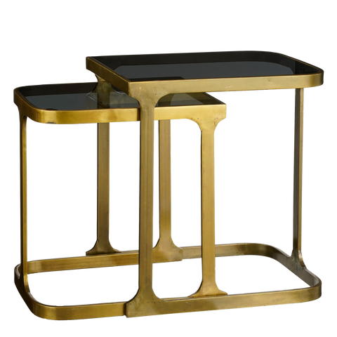 Kevin Bijzettafel - Set van 2 - L48 x B37 x H52 cm - Metaal - Goud
