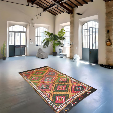 Kleurrijke kelim - 338x180 cm - HANDGEMAAKT