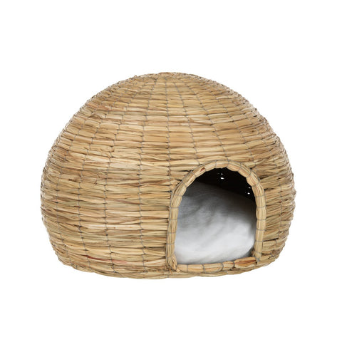 J-Line Yumi Rotan kattenmand + kussen - jute - naturel