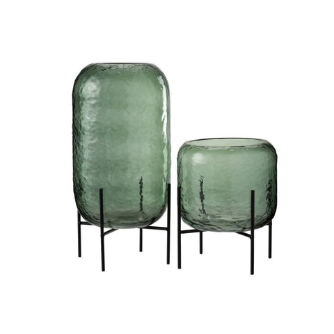J-Line vaas Rond Oneffen - glas - groen - large