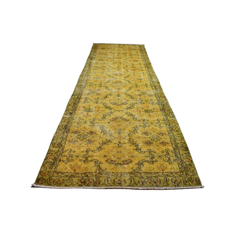 Geel vintage loper - 327x92 cm - HANDGEMAAKT