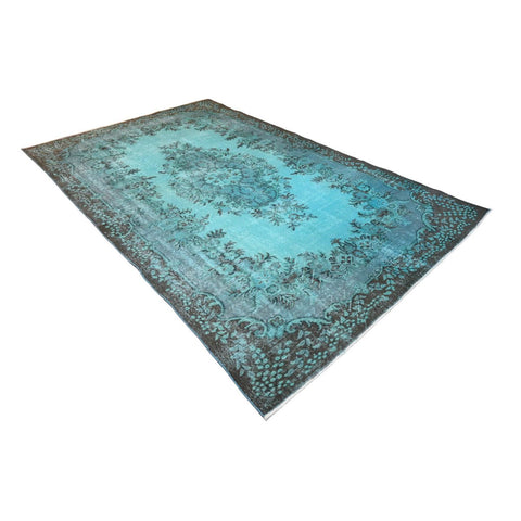 Turquoise vintage vloerkleed - 297x185 cm - HANDGEMAAKT