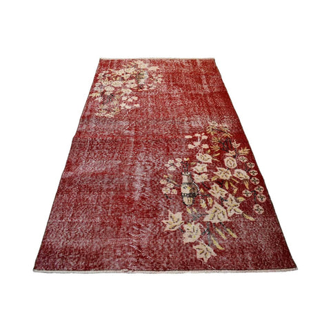 Vintage vloerkleed rood - 210x110 cm - HANDGEMAAKT