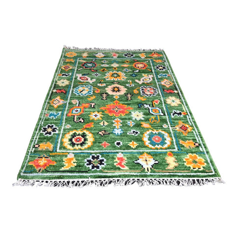 Groen Azeri vloerkleed - 96x70 cm - HANDGEMAAKT