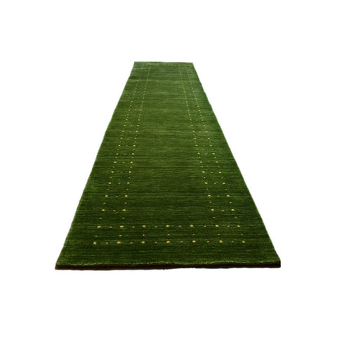 Groene Gabbeh loper - 344x80 cm - HANDGEMAAKT