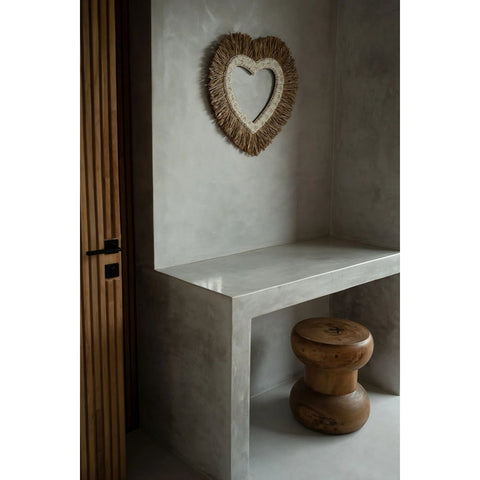 Het Raffia Schelp Hart - Natuurlijk Wit - L