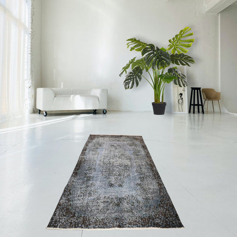 Grijs blauw vintage vloerkleed - 206x112 cm - HANDGEMAAKT