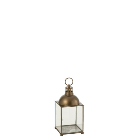 J-Line lantaarn Hagrid - glas/ijzer - brons - small