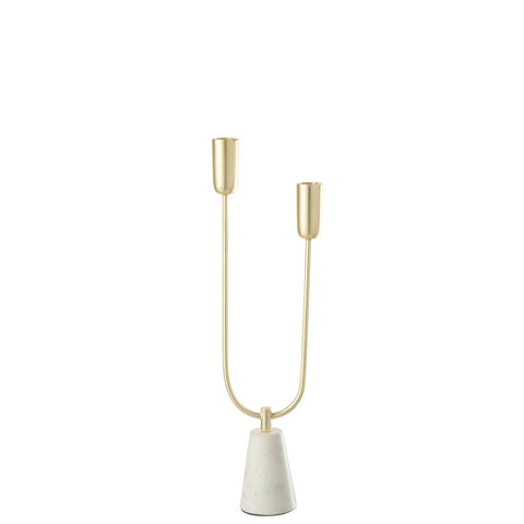 J-Line kandelaar Dune - marmer/ijzer - goud/wit
