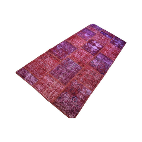 Patchwork vloerkleed roze - 241x105 cm - HANDGEMAAKT