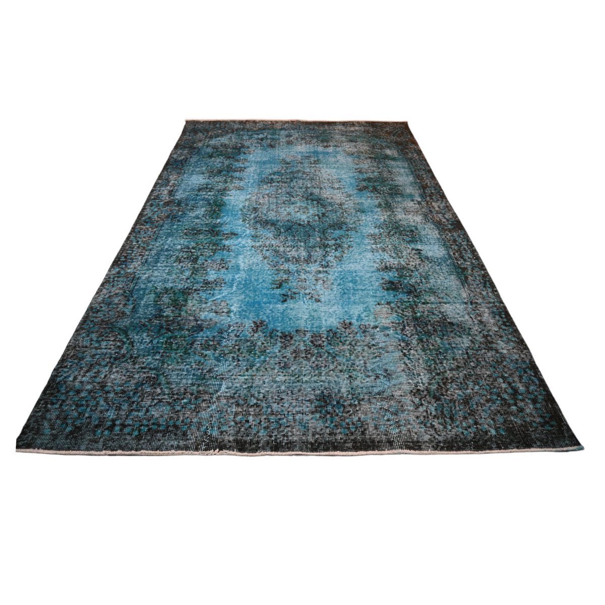 Blauw vintage vloerkleed - 290x180 cm - HANDGEMAAKT