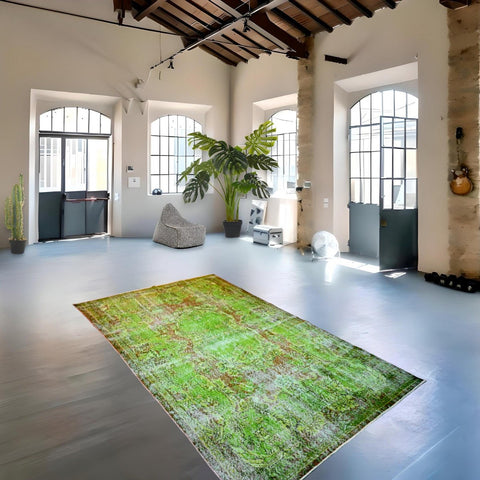 Groen vintage vloerkleed - 302x174 cm - HANDGEMAAKT