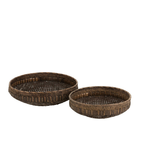 J-Line schalen Rond - rotan - zwart