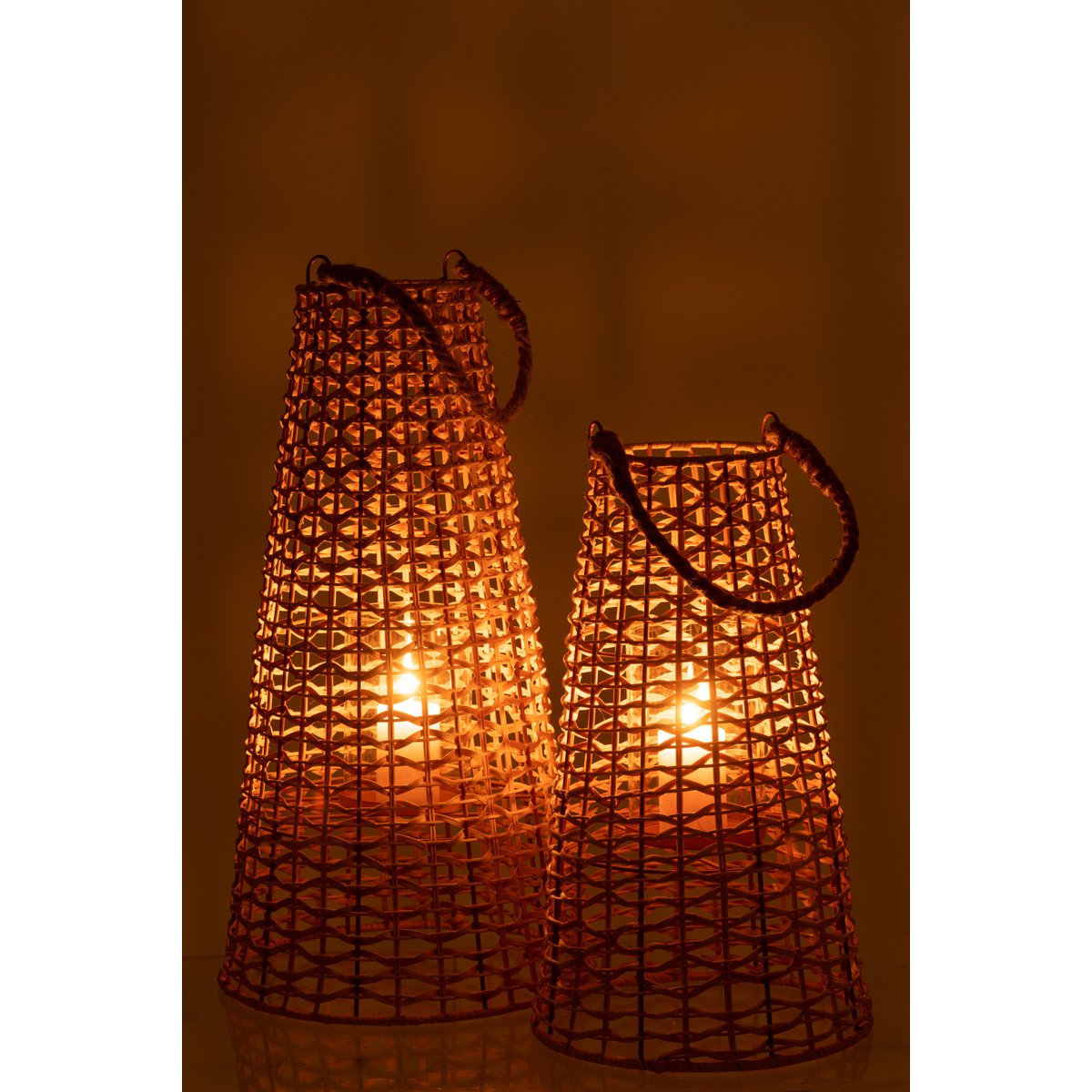 J-Line lantaarn Anais - rotan - naturel - large