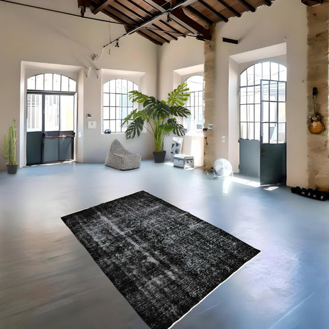 Zwart vintage vloerkleed - 230x152 cm - HANDGEMAAKT - HANDGEMAAKT