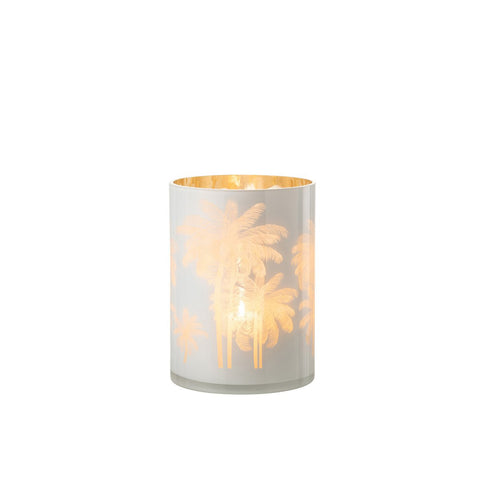 J-Line windlicht Palmbomen - glas - blauw/goud - extra large