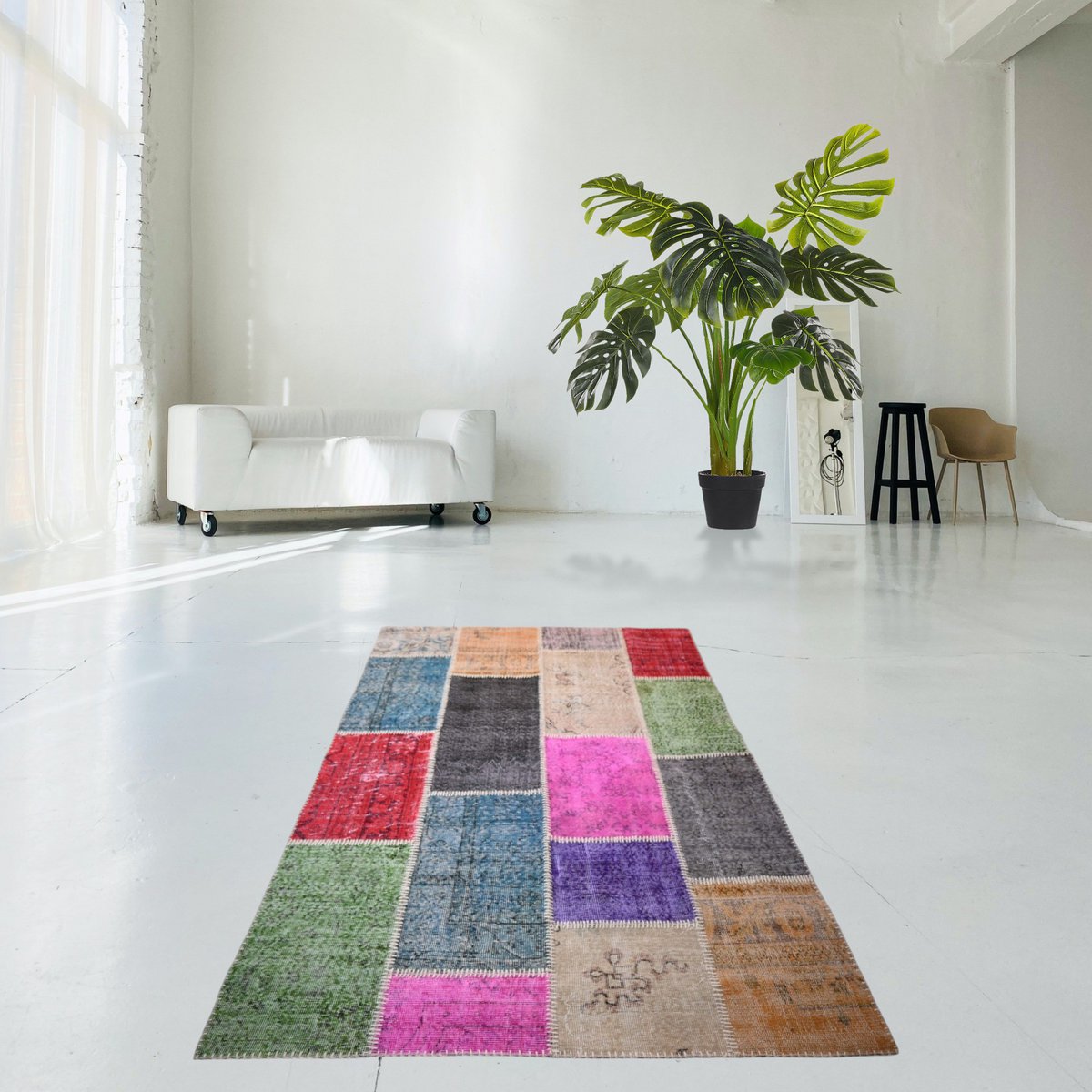 Vintage Patchwork vloerkleed - 230x160 cm - HANDGEMAAKT