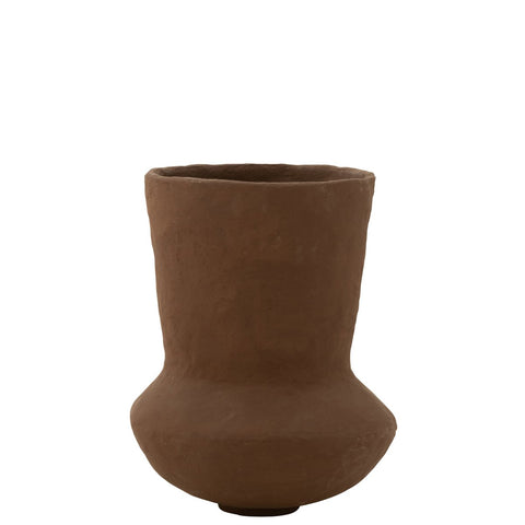 J-Line vaas Pot Archaic - papier maché - bruin - groot