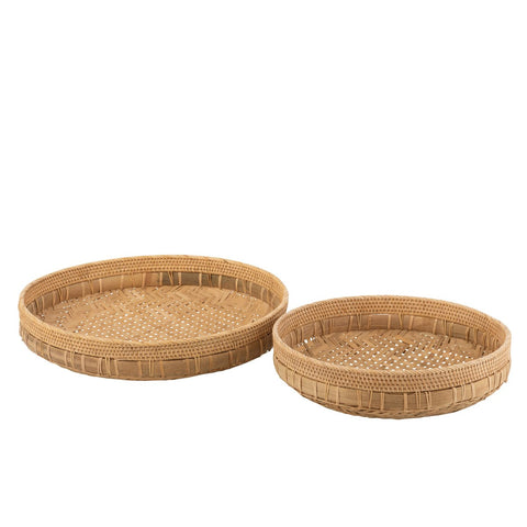 J-Line schalen Rond - rotan - naturel