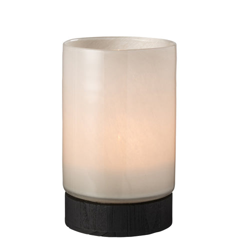 J-Line Windlicht/Vaas Ray Glas/Wilg Wit/Zwart Large
