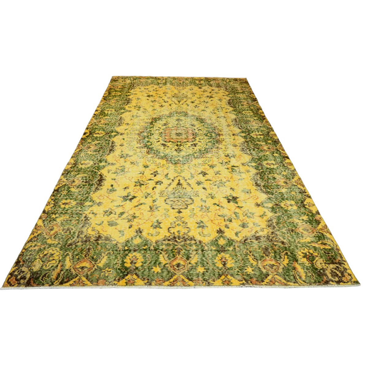 Geel vintage vloerkleed - 298x182 cm - HANDGEMAAKT