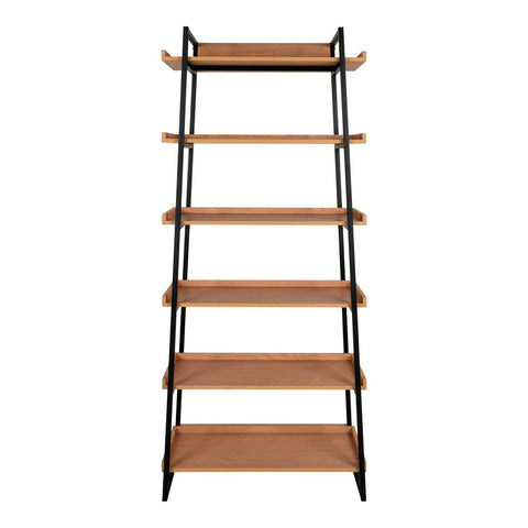 Sakai Book Case - Boekenkast, essenfineer, zwart stalen frame, 6 planken, 80x35x185 cm