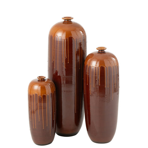 J-Line vaas Lee Blinkend - terra - bruin/oranje - large - 95 cm hoogte