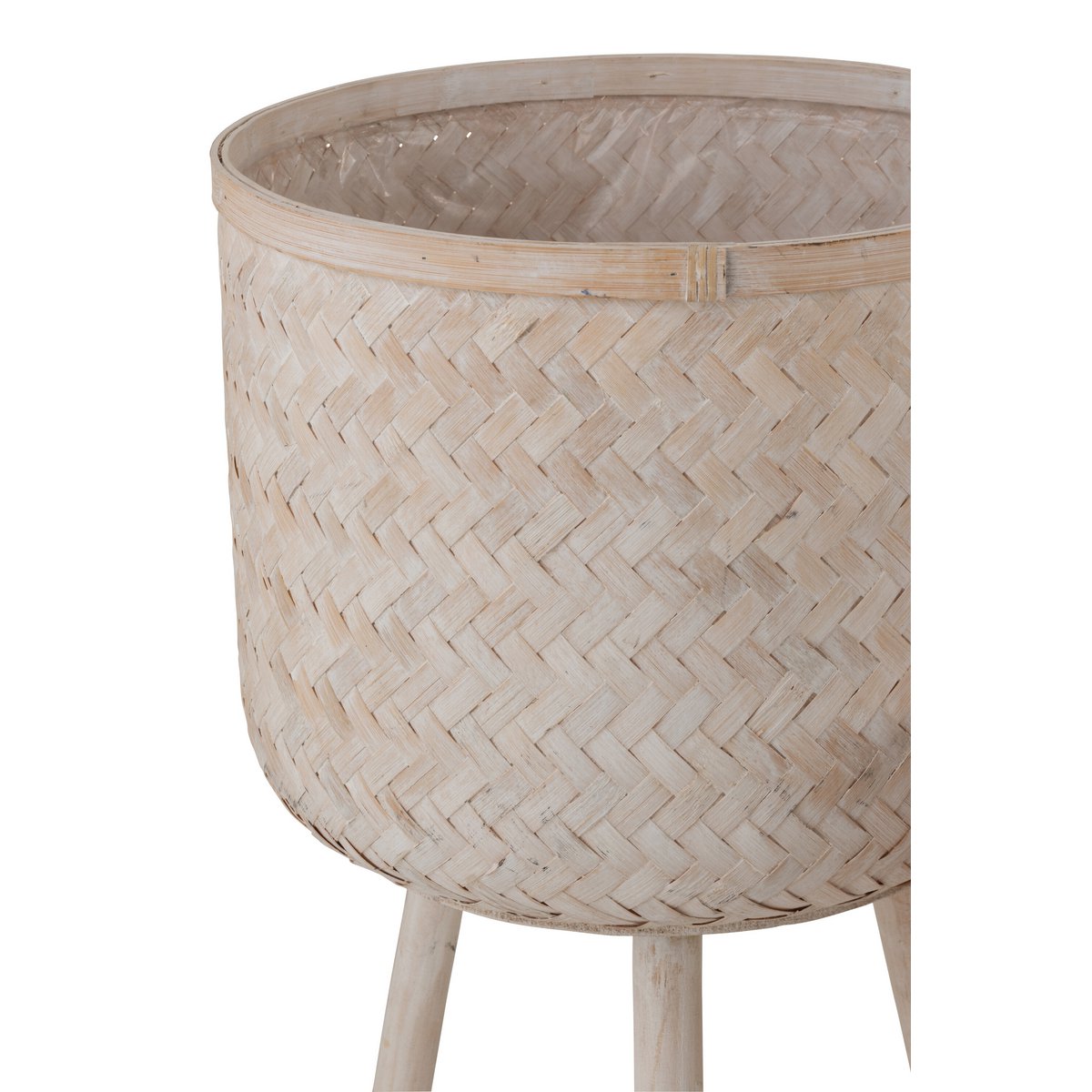 J-Line Bloempot bamboe - jute - naturel - Ø 37 cm