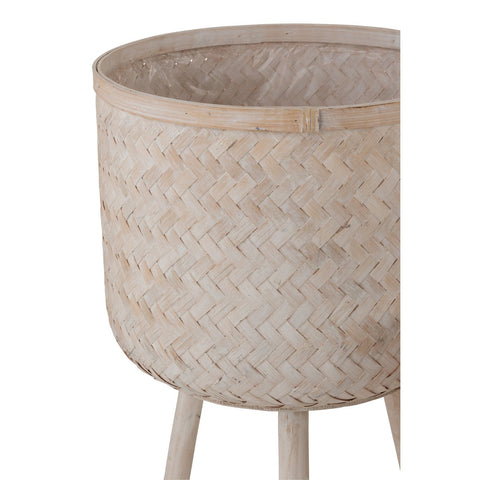 J-Line Bloempot bamboe - jute - naturel - Ø 37 cm