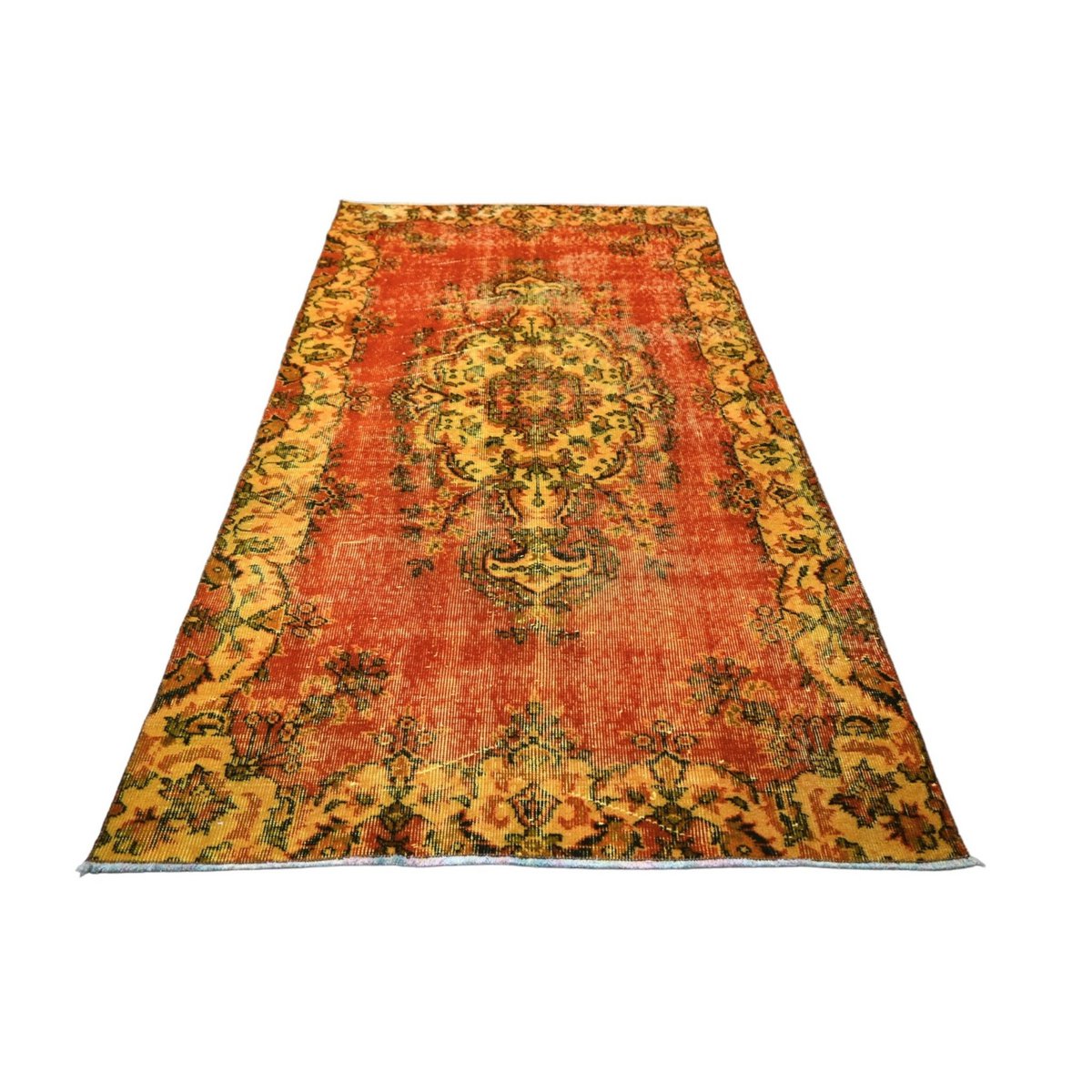 Oranje vintage vloerkleed - 208x113 cm - HANDGEMAAKT