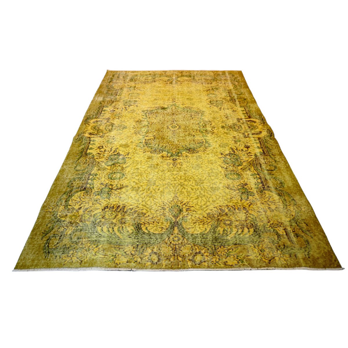 Geel vintage vloerkleed - 262x168 cm - HANDGEMAAKT