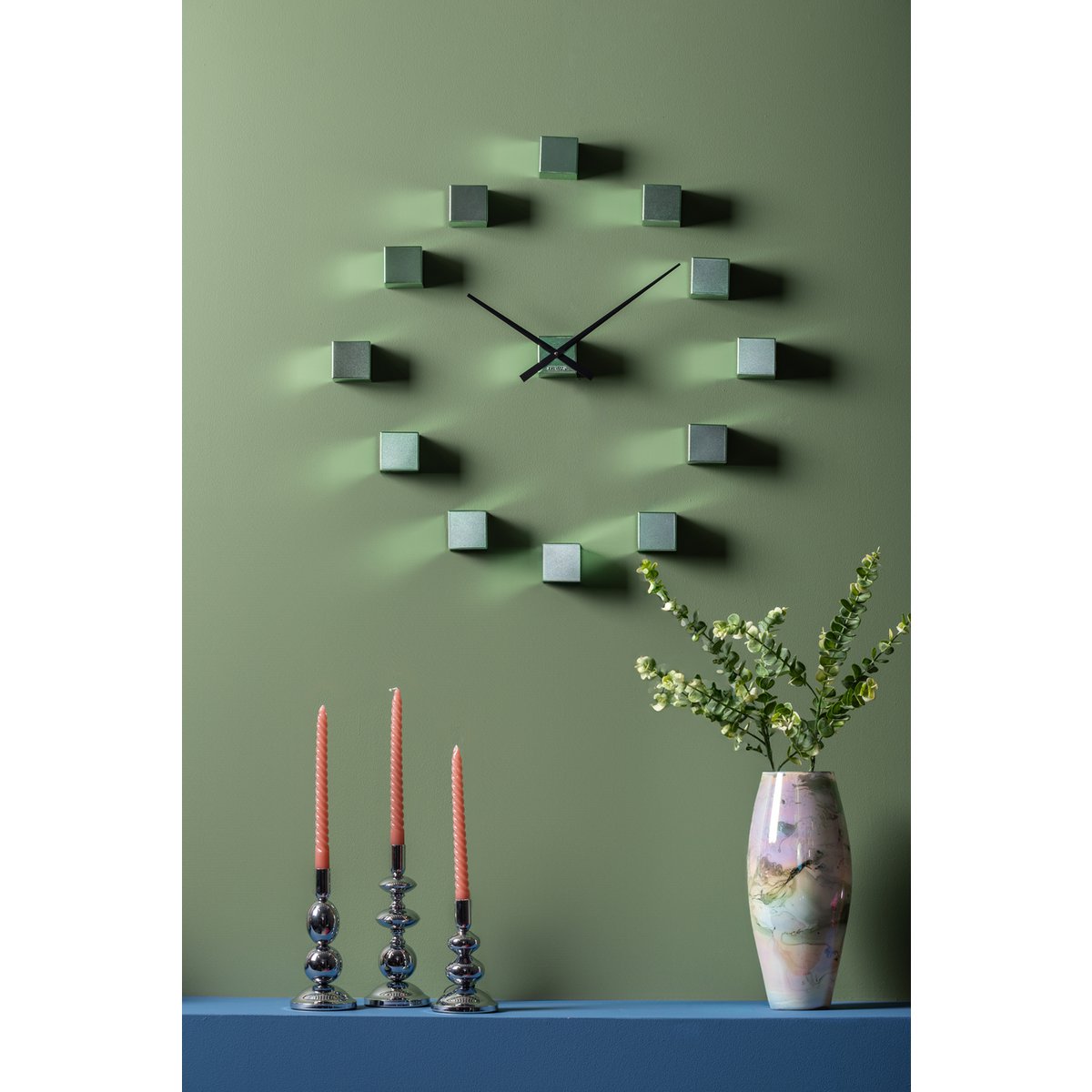 Wandklok DIY Kubiek Metallic