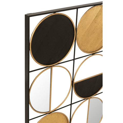 J-Line wanddecoratie Ronden - ijzer/glas - goud/zwart
