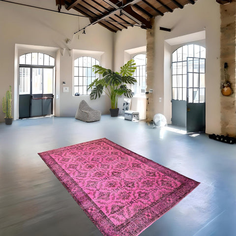 Roze vintage vloerkleed - 284x182 cm - HANDGEMAAKT