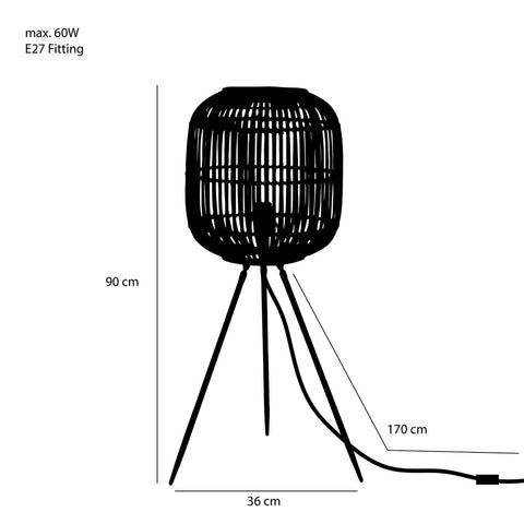 Figo Vloerlamp - H90 x Ø36 cm - Bamboe - Bruin
