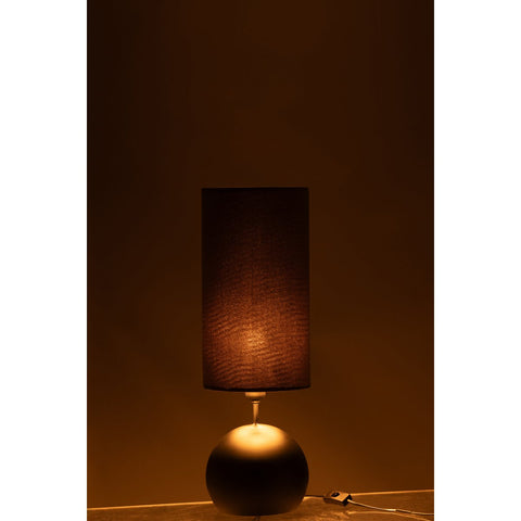 J-Line Lamp Bol Ijzer/Fluweel Zwart/Grijs