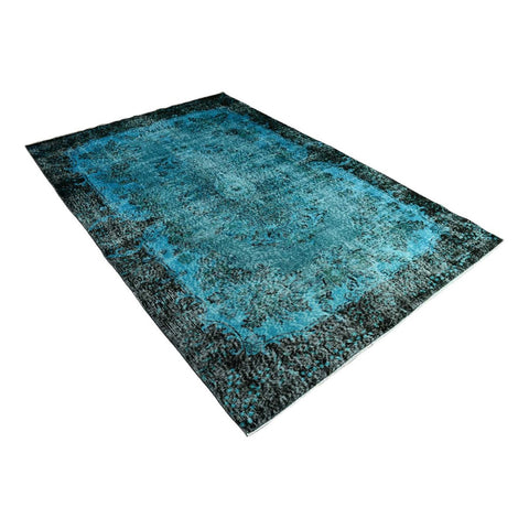Turquoise vintage vloerkleed - 246x164 cm - HANDGEMAAKT