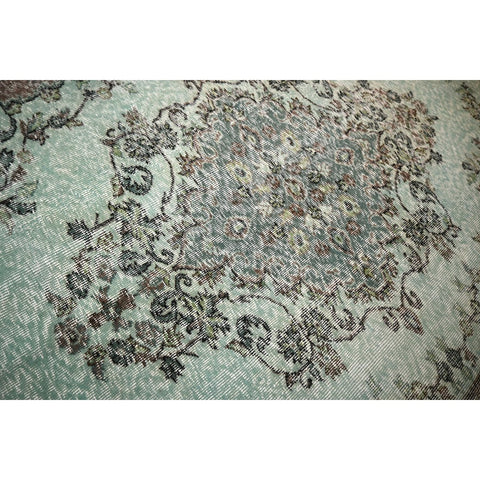 Licht groen vintage vloerkleed - 257x180 cm - HANDGEMAAKT