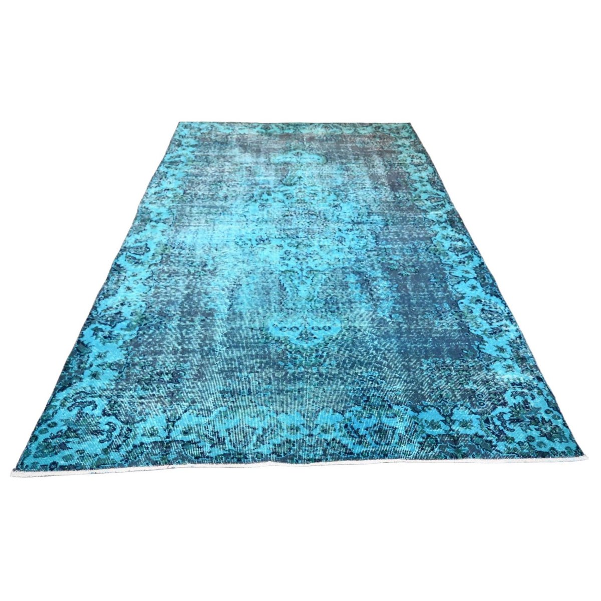 Blauw vintage vloerkleed - 262x168 cm - HANDGEMAAKT