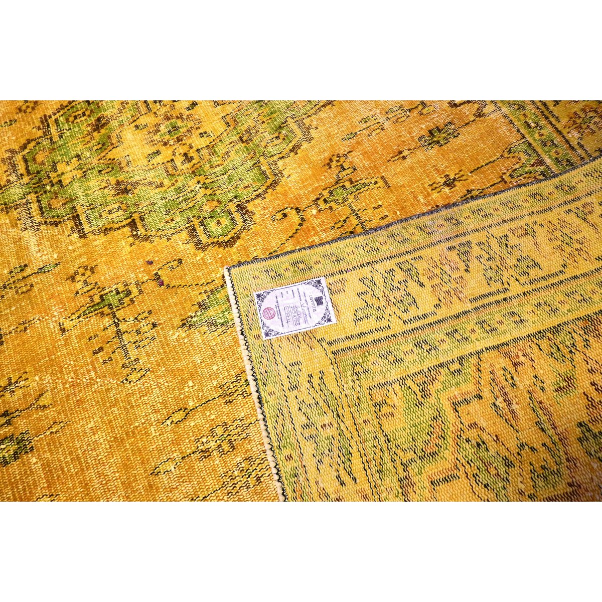 Geel vintage vloerkleed - 245x158 cm - HANDGEMAAKT